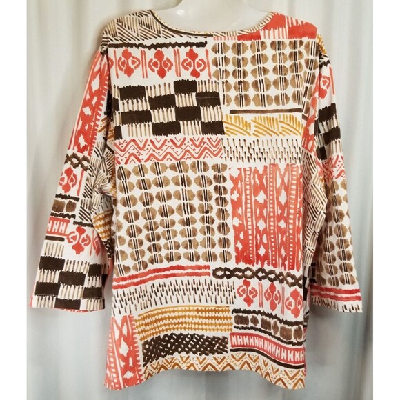 Alfred Dunner Women's Top Size 2X Southwestern Aztec Design Square Neck Sequins - Picture 3 of 5